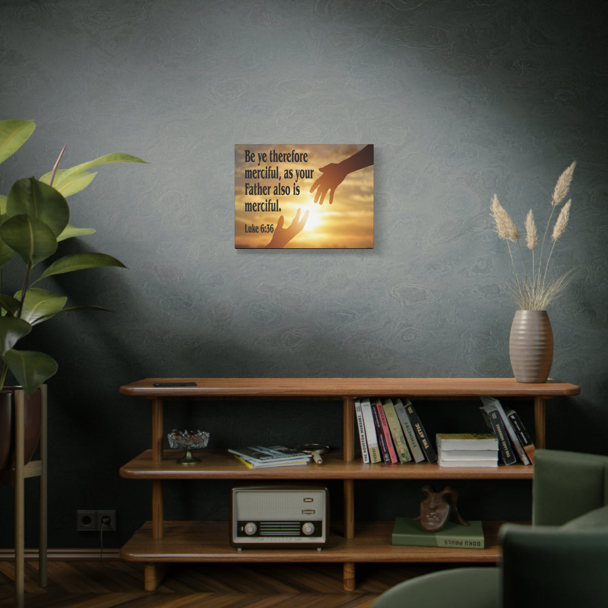 Scripture Canvas Merciful Father Luke 6:36 Christian Wall Art Bible Verse Print Ready to Hang