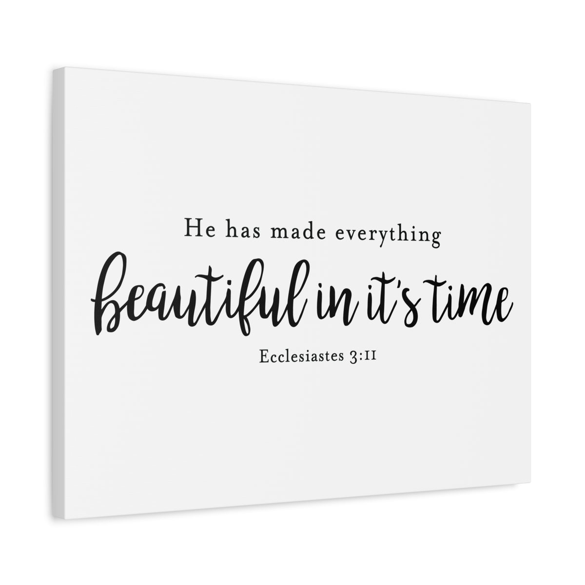 Scripture Canvas Beautiful In It's Time Ecclesiastes 3:11 Christian Wall Art Bible Verse Print Ready to Hang