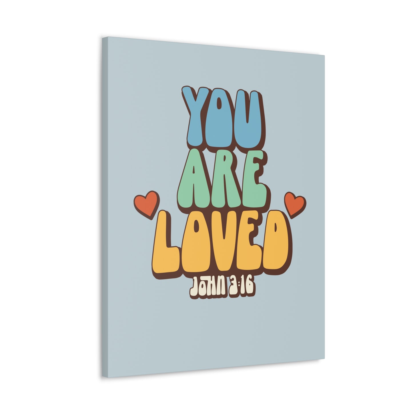 You Are Loved John 3:16 Light Blue Bible Verse Canvas Christian Wall Art Ready to Hang