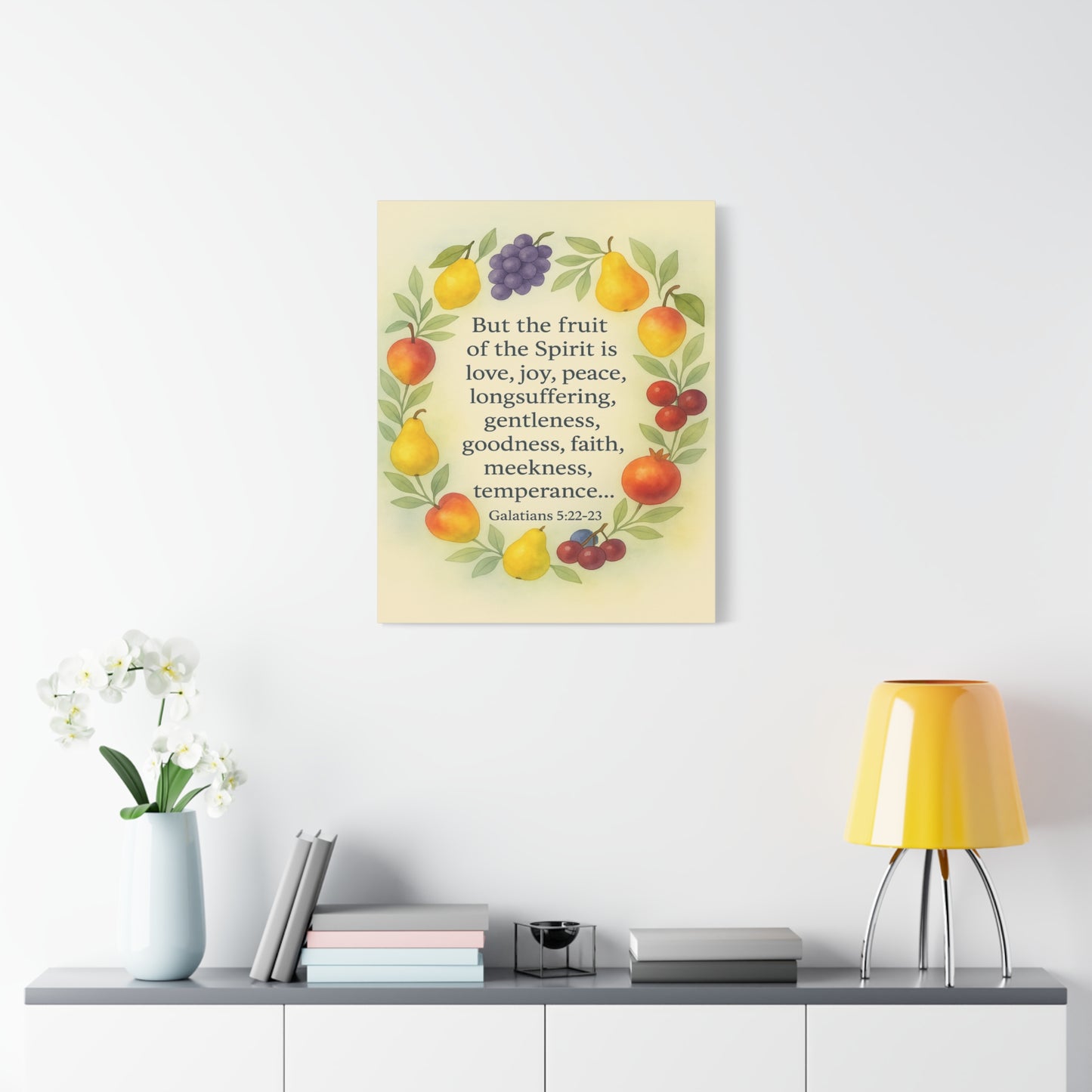 Bible Verse Canvas Galatians 5:22-23 Christian Home Décor Wall Art Scripture Ready to Hang Faith Print