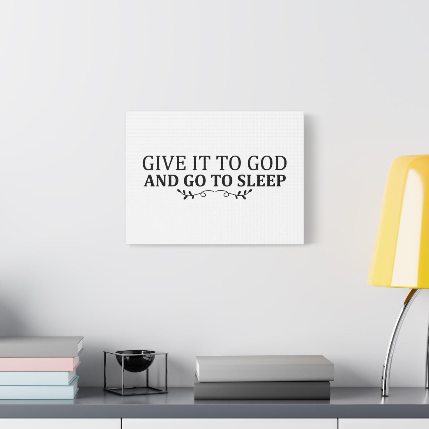 Scripture Canvas Give It To God And Sleep Psalm 55:22 Christian Wall Art Bible Verse Print Ready to Hang