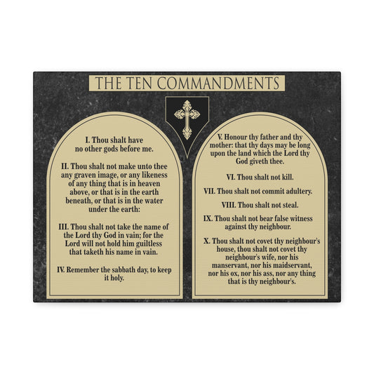 Ten Commandments Wood Brown Christian Wall Art Print Ready to Hang