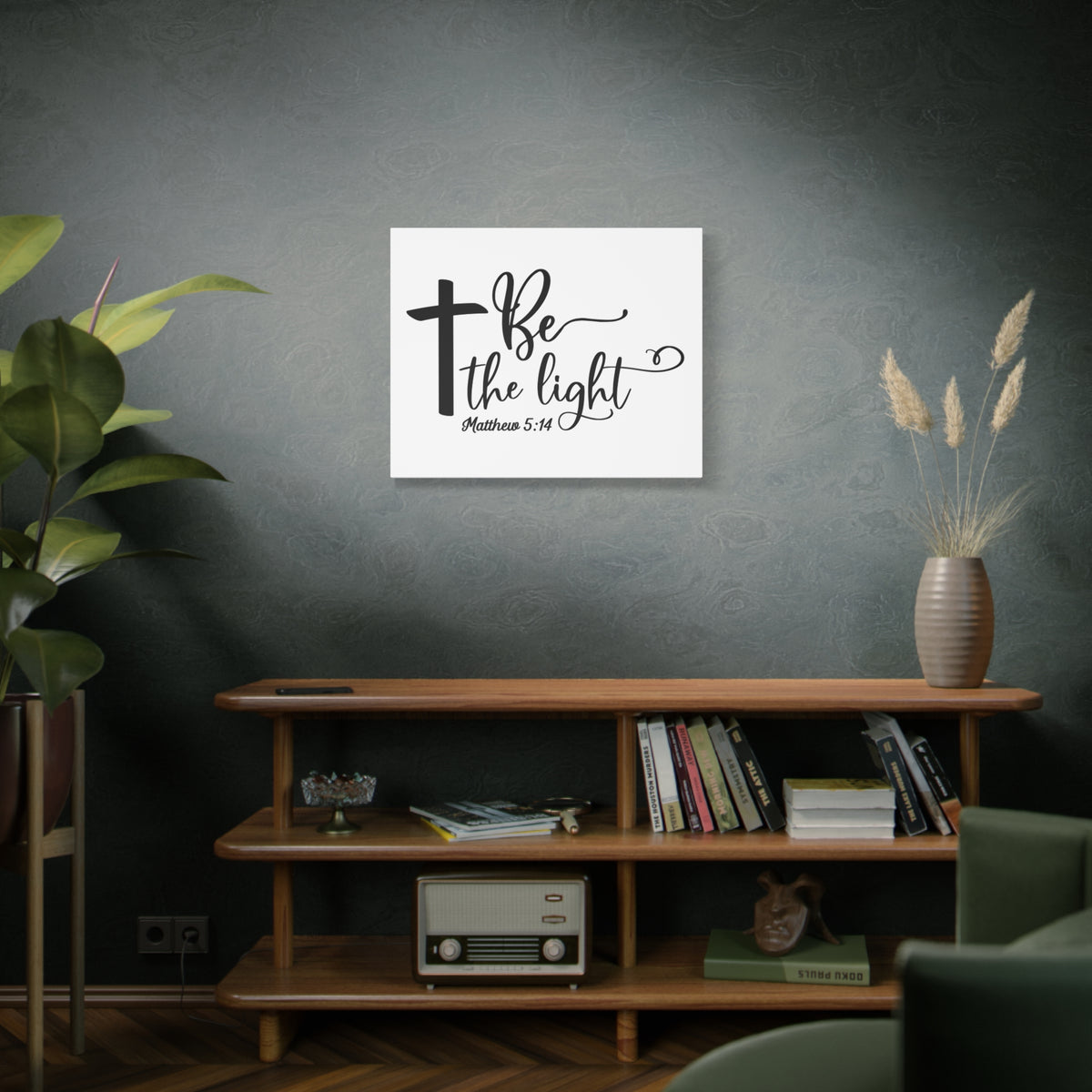 Scripture Canvas Be The Light Matthew 5:14 Christian Wall Art Bible Verse Print Ready to Hang