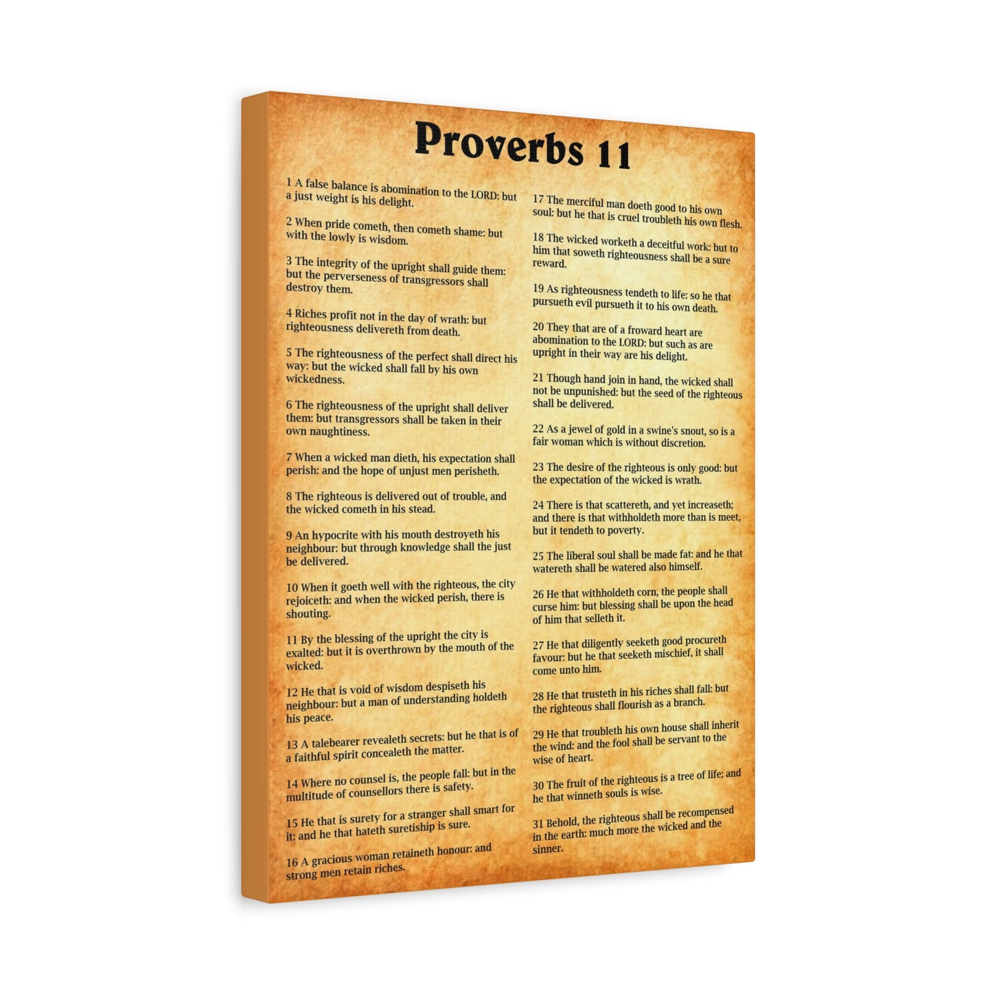 Scripture Walls Proverbs Chapter 11 Gold Bible Canvas Christian Wall Art Ready to Hang Unframed
