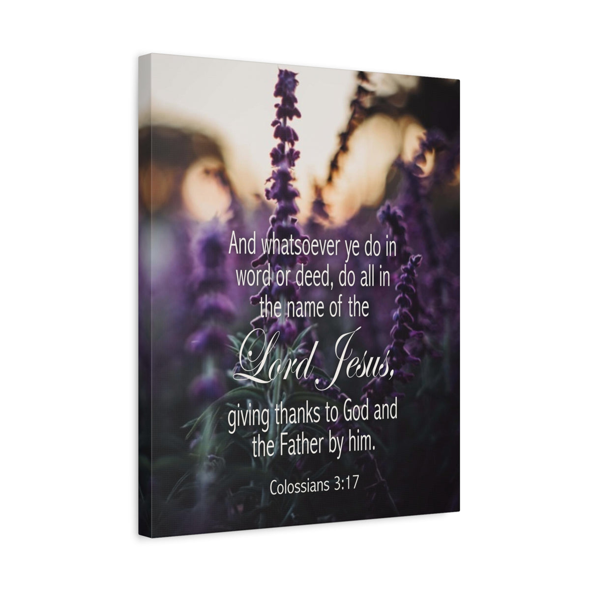 Scripture Canvas Giving Thanks to God Colossians 3:17 Christian Wall Art Bible Verse Print Ready to Hang