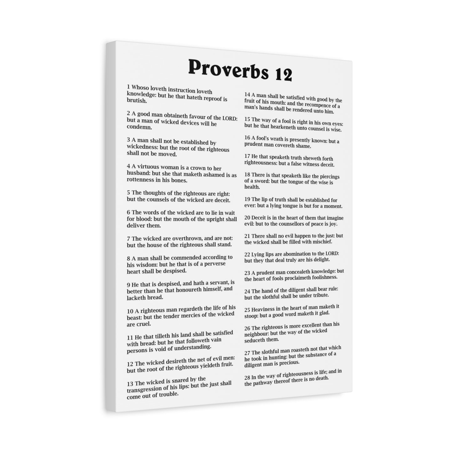 Scripture Walls Proverbs Chapter 12 White Bible Canvas Christian Wall Art Ready to Hang Unframed