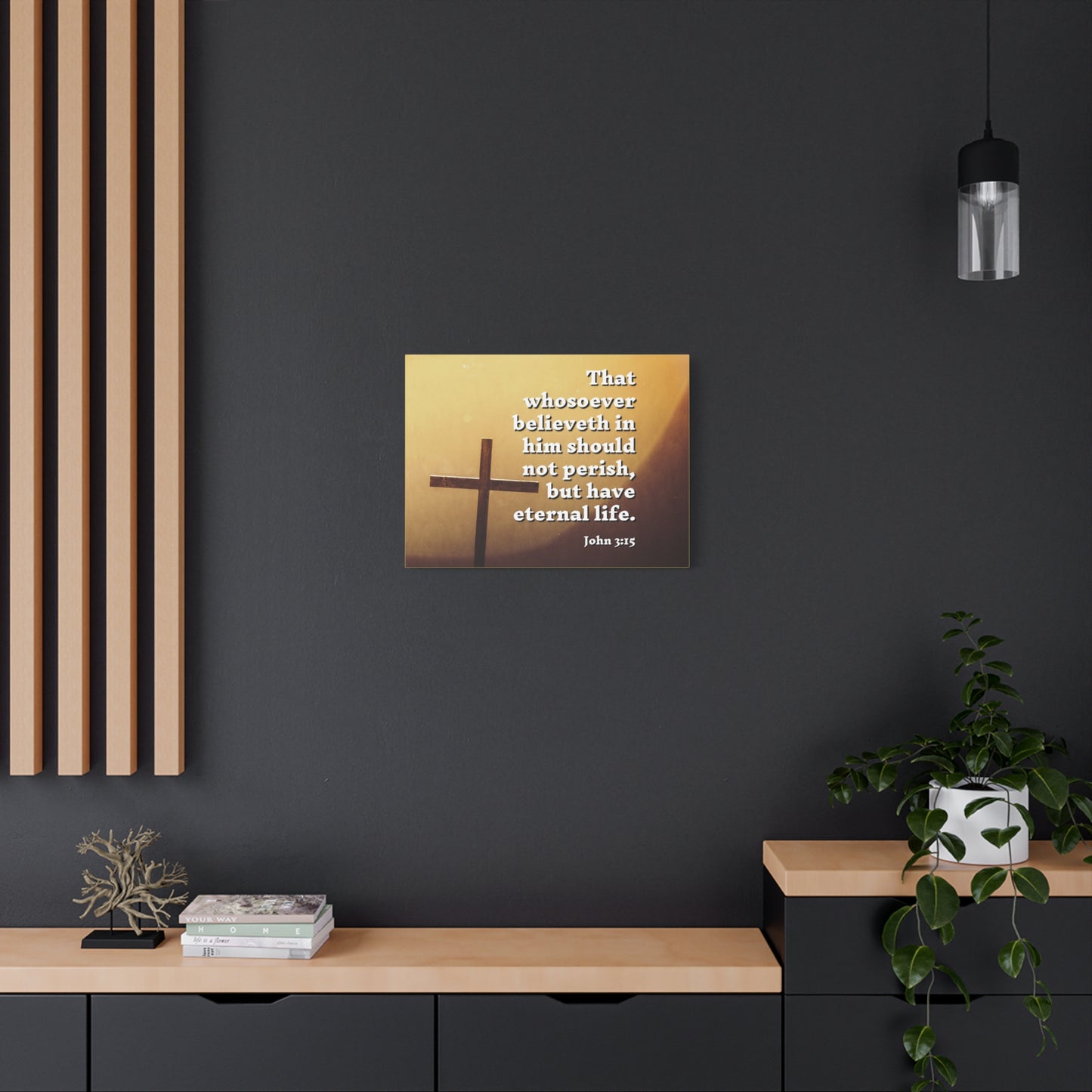 Scripture Canvas Eternal Life John 3:15 Christian Wall Art Bible Verse Print Ready to Hang