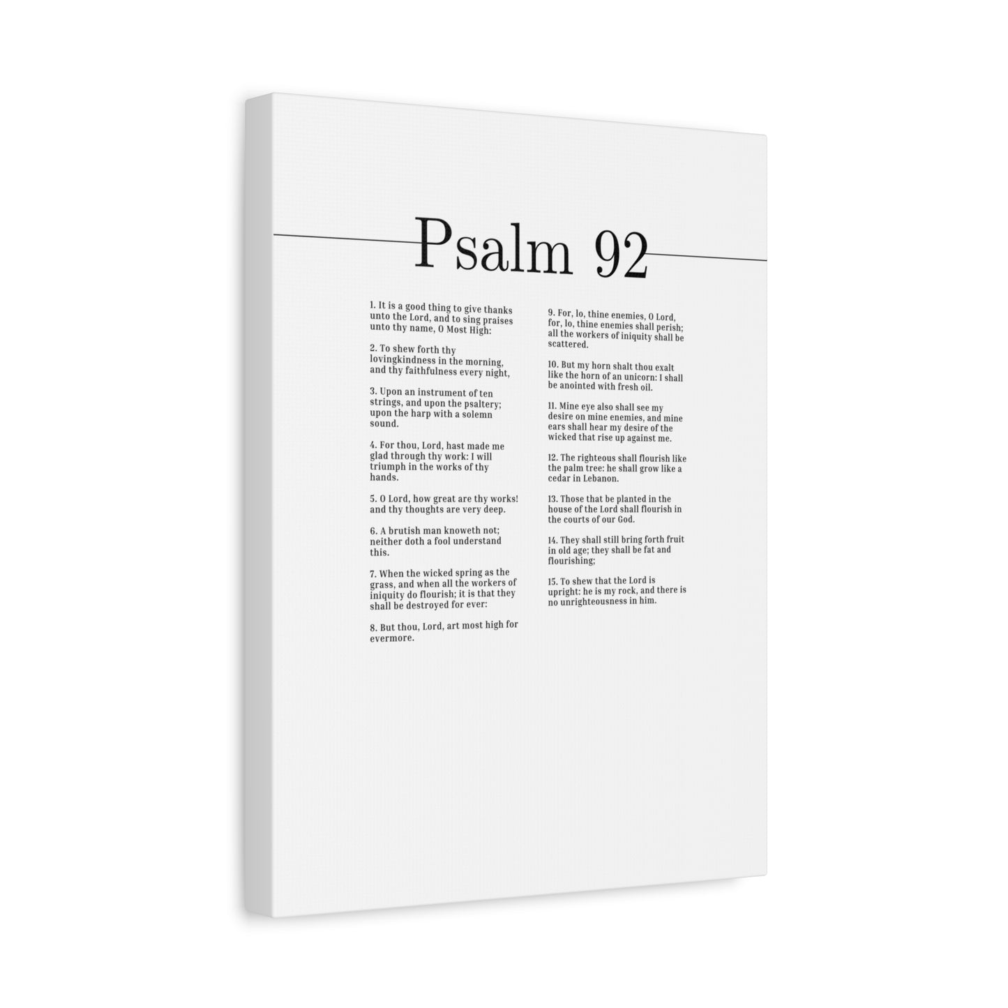 Scripture Canvas Give Thanks Unto The Lord Psalm 92 Christian Wall Art Bible Verse Print Ready to Hang