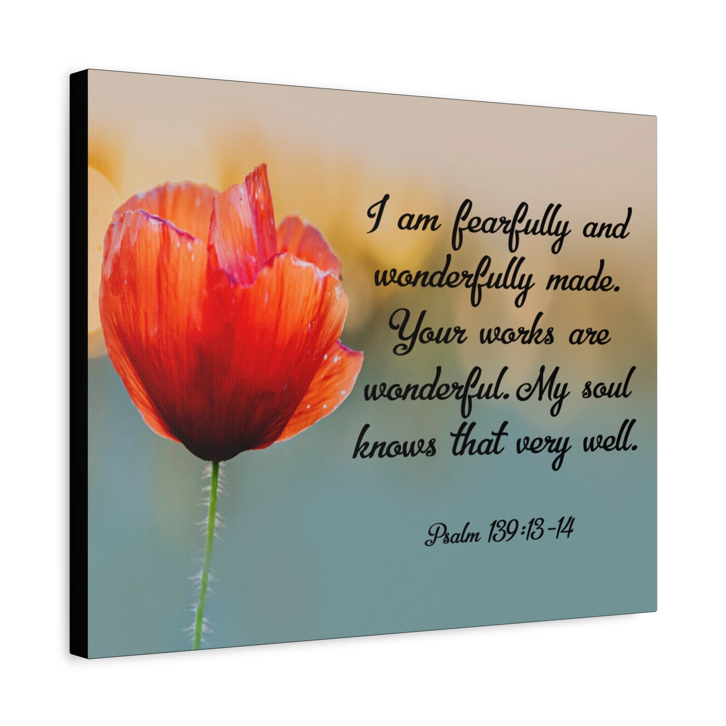 Bible Verse Canvas I Am Fearfully and Wonderfully Made Psalm 139:13-14 Christian Home Décor Wall Art Scripture Ready to Hang Faith Print