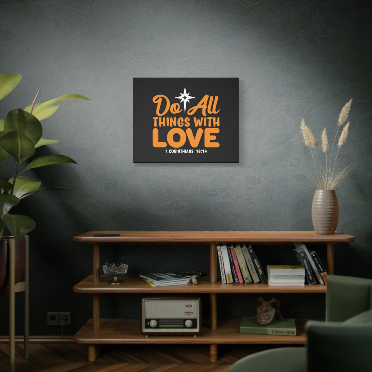 Scripture Canvas Do All Things With Love 1 Corinthians 16:14 Christian Wall Art Bible Verse Print Ready to Hang