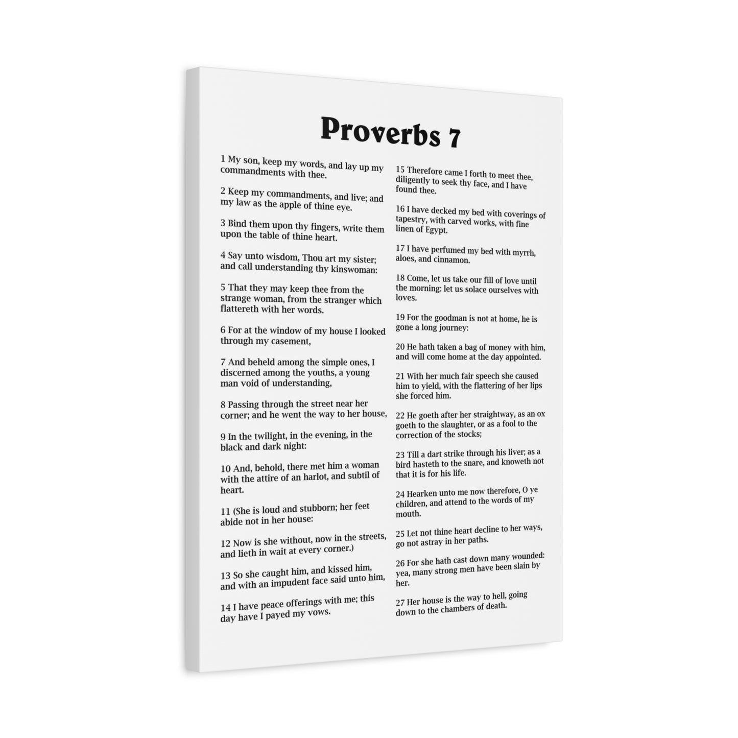 Scripture Walls Proverbs Chapter 7 White Bible Canvas Christian Wall Art Ready to Hang Unframed