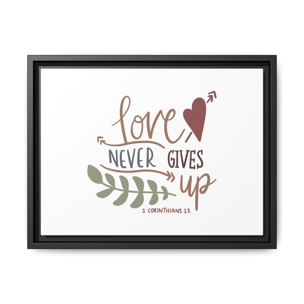 Scripture Canvas Love Never Gives Up 1 Corinthians 13 Christian Wall Art Bible Verse Print Ready to Hang