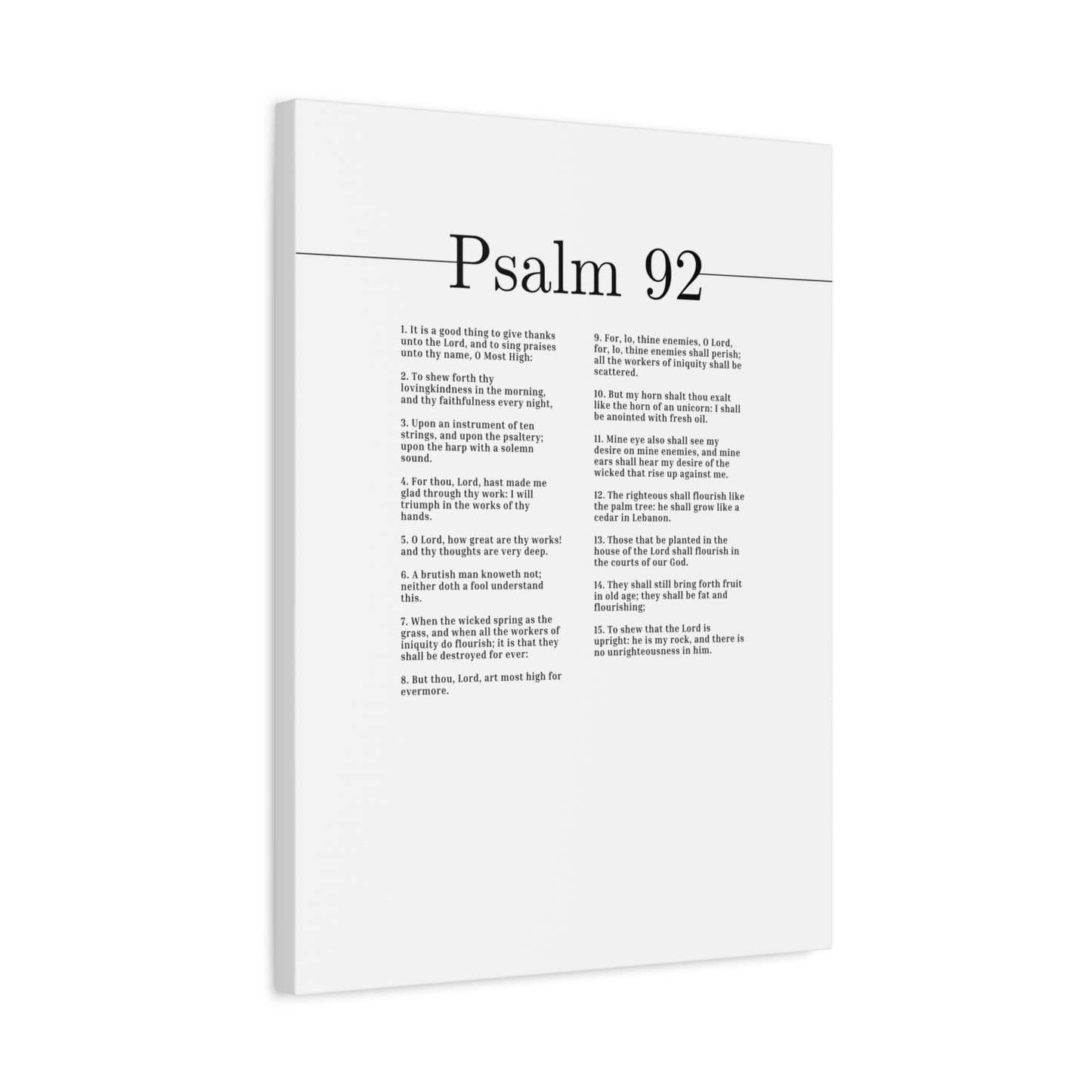 Scripture Canvas Give Thanks Unto The Lord Psalm 92 Christian Wall Art Bible Verse Print Ready to Hang