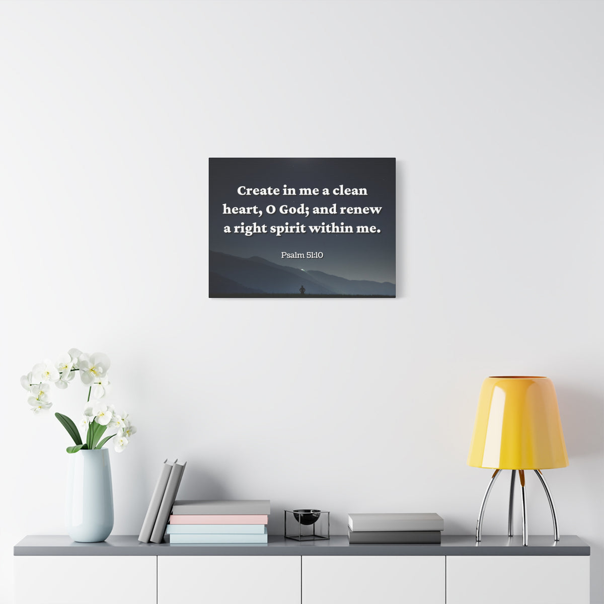 Scripture Canvas Right Spirit Psalm 51:10 Christian Wall Art Bible Verse Print Ready to Hang
