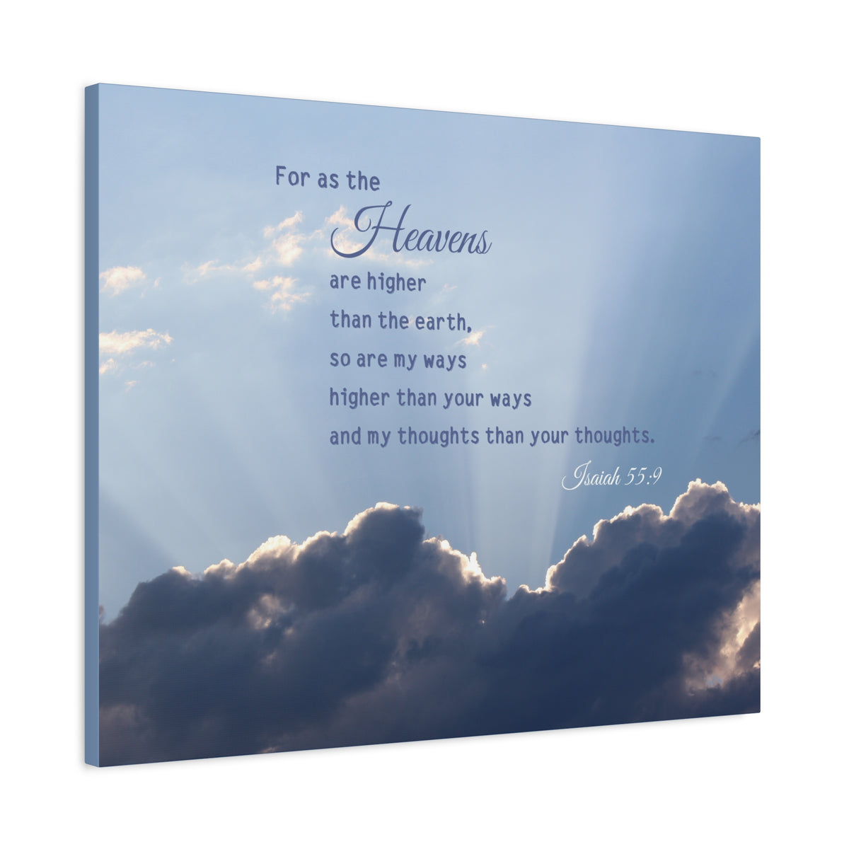 Scripture Canvas My Ways Isaiah 55:9 Christian Wall Art Bible Verse Print Ready to Hang