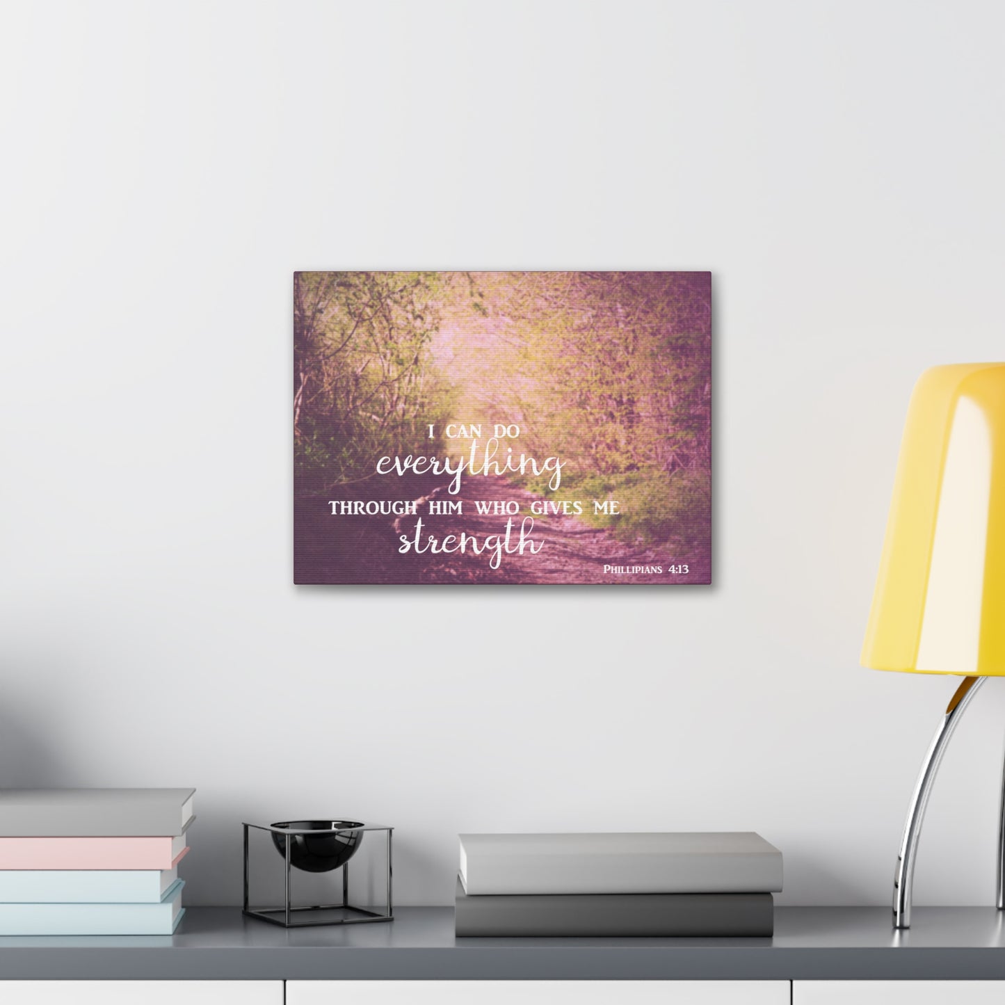 Through Him Trees Christian Philippians 4:13 Wall Art Bible Verse Print Ready to Hang