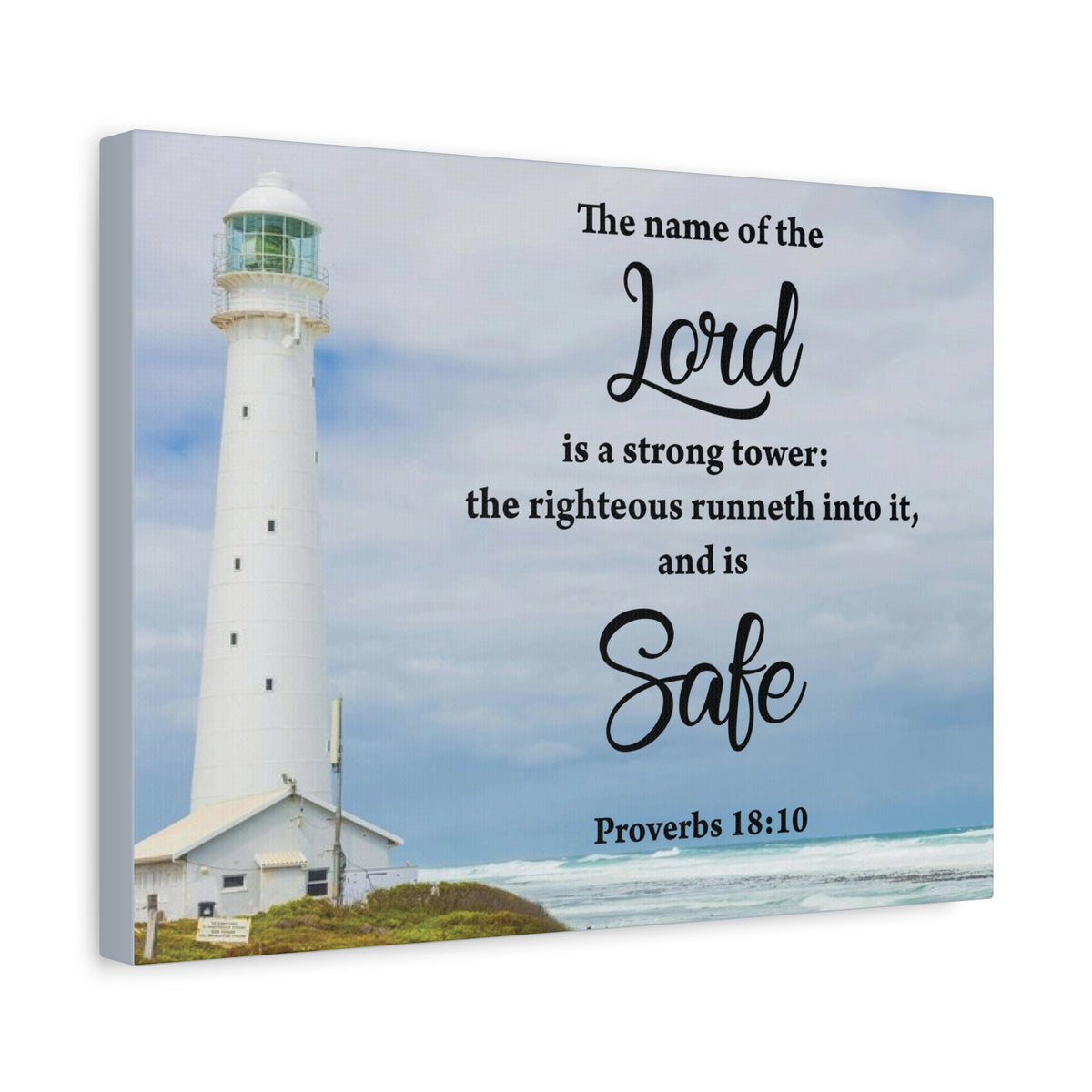 Scripture Canvas The Lord is Safe Proverbs 18:10 Christian Wall Art Bible Verse Print Ready to Hang