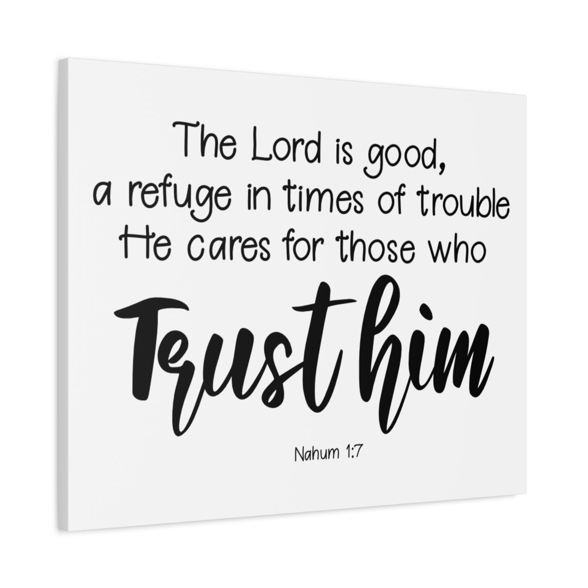 Scripture Canvas Trust Him Nahum 1:7 Christian Wall Art Bible Verse Print Ready to Hang