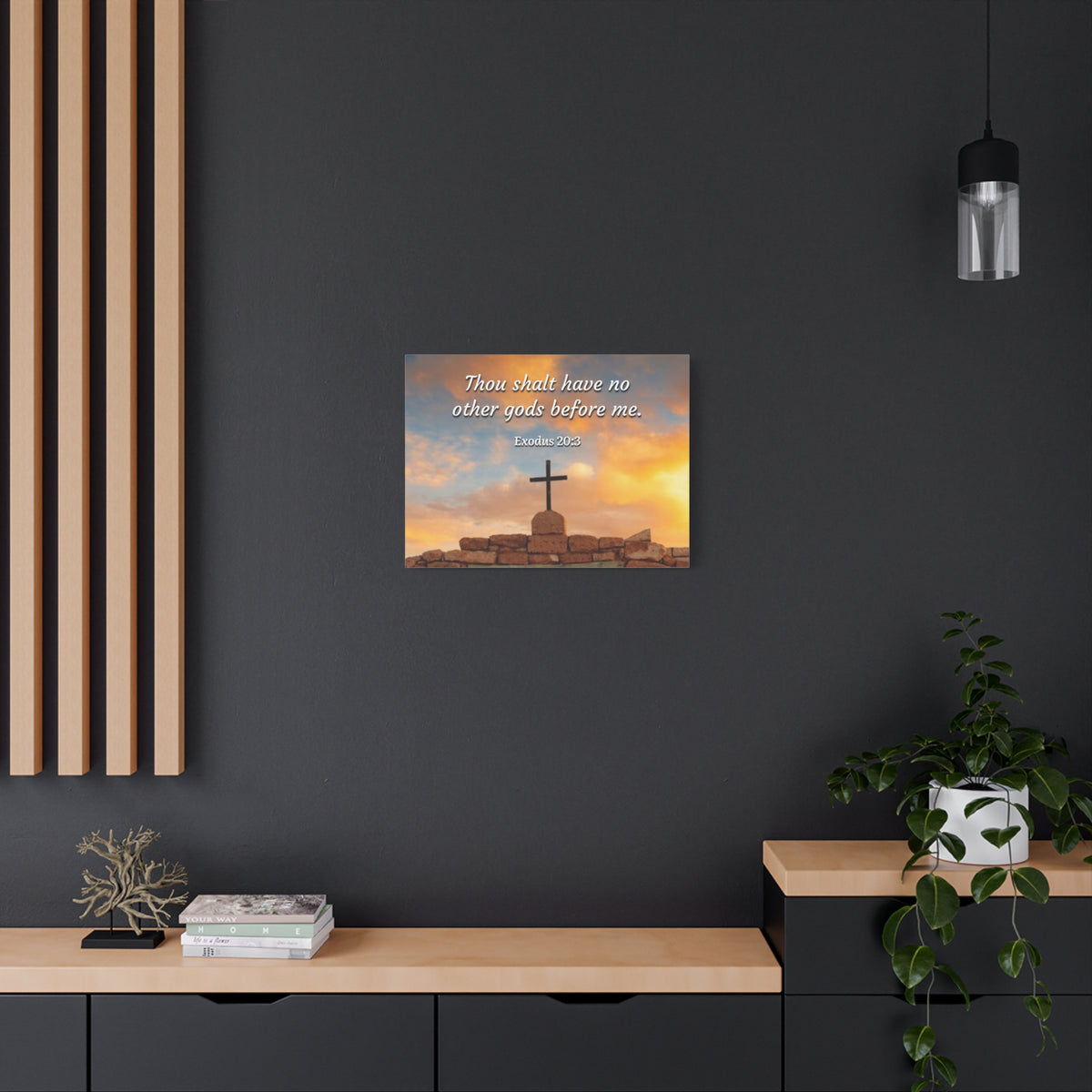 Scripture Canvas No Other Gods Exodus 20:3 Christian Wall Art Bible Verse Print Ready to Hang