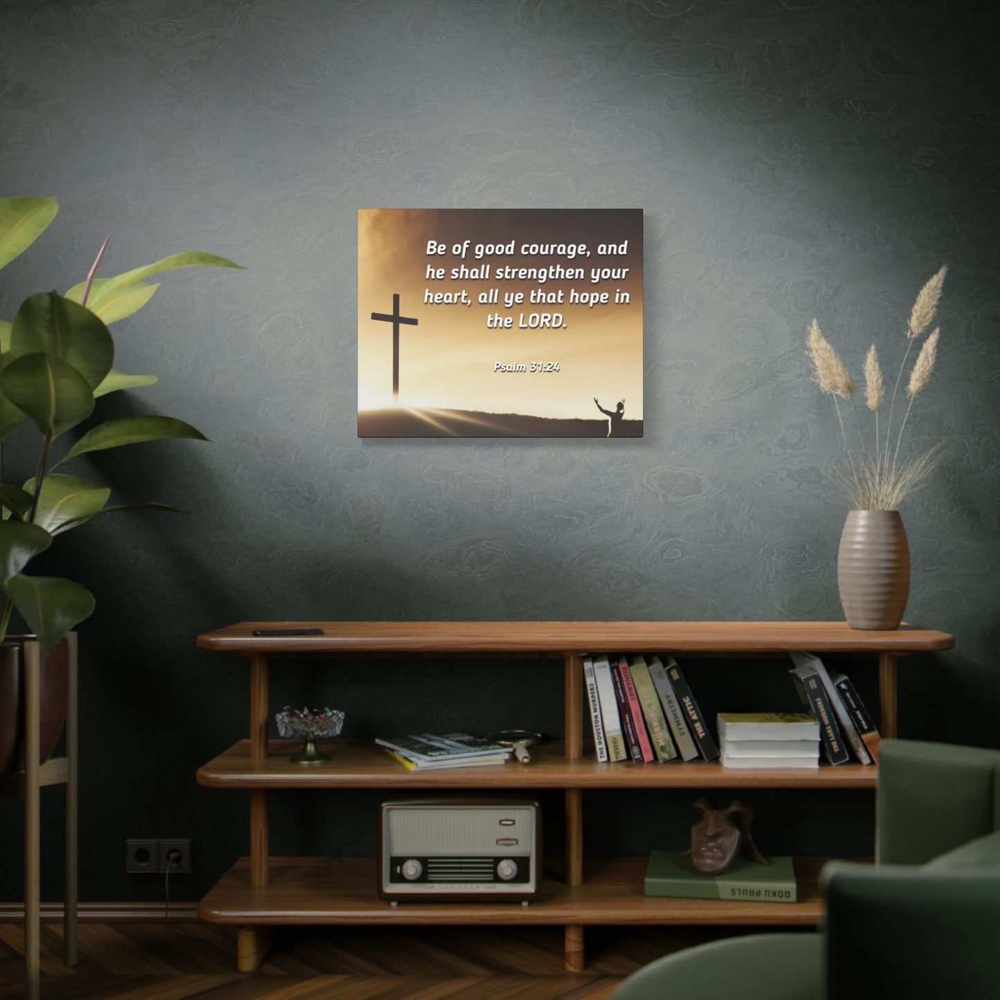 Scripture Canvas Good Courage Psalms 31:24 Christian Wall Art Bible Verse Print Ready to Hang