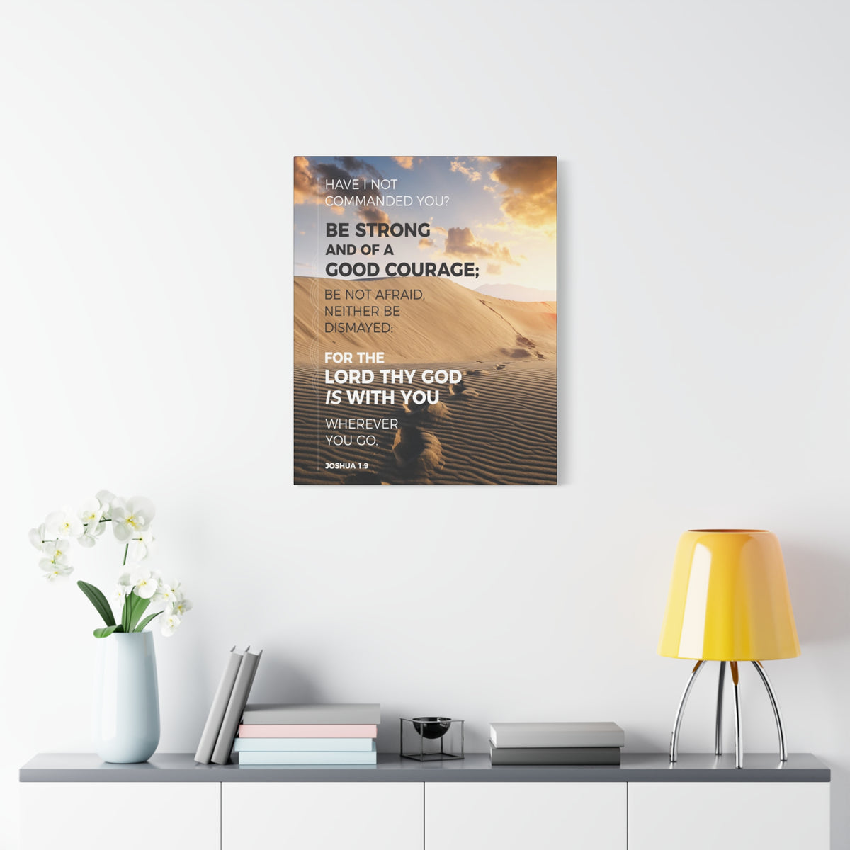 Scripture Canvas Wherever You Go Joshua 1:9 Dessert Christian Wall Art Bible Verse Print Ready to Hang