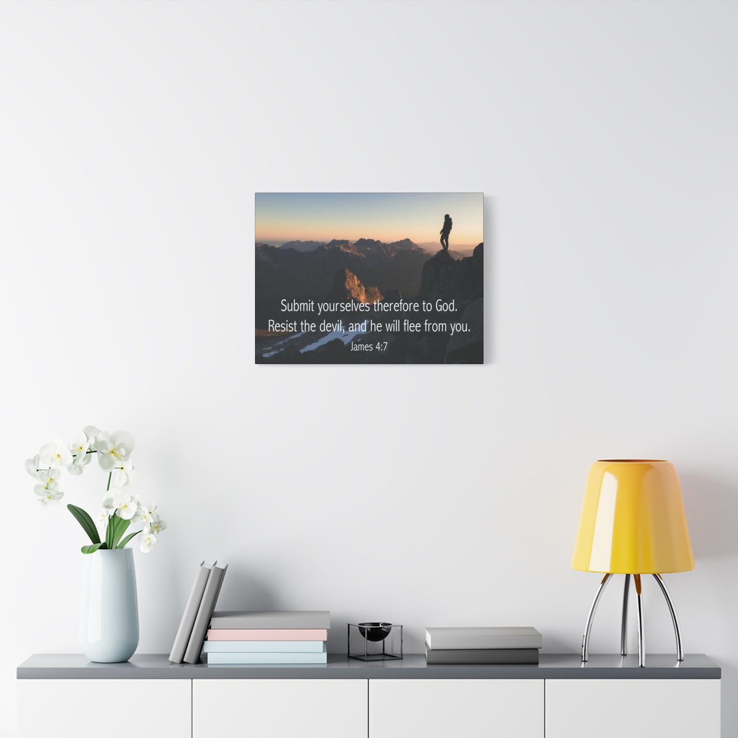 Bible Verse Canvas Resist the Devil James 4:7 Christian Home Décor Wall Art Scripture Ready to Hang Faith Print