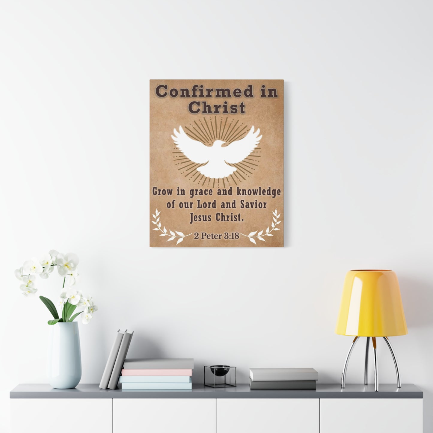 Scripture Walls Confirmed in Christ 2 Peter 3:18 Bible Canvas Christian Wall Art Ready to Hang Unframed