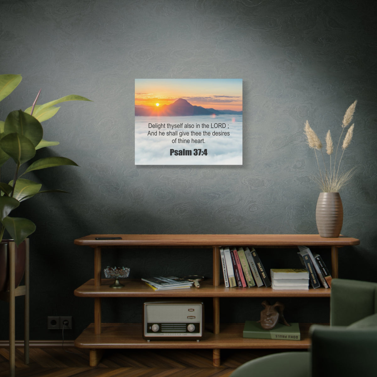 Scripture Canvas Delight Thyself Psalm 37:4 Christian Wall Art Bible Verse Print Ready to Hang
