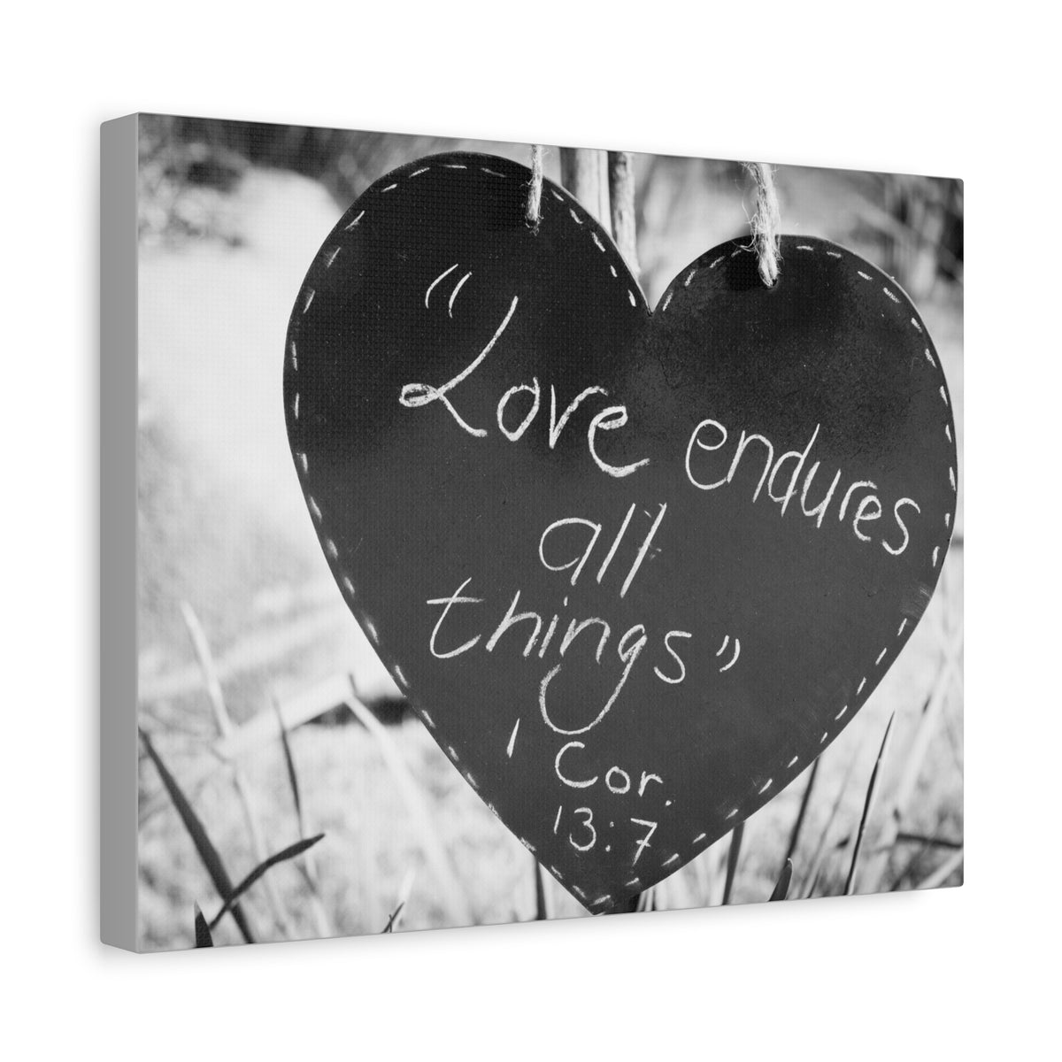 Scripture Canvas Love Endures 1 Cor 13:7 Christian Wall Art Bible Verse Print Ready to Hang