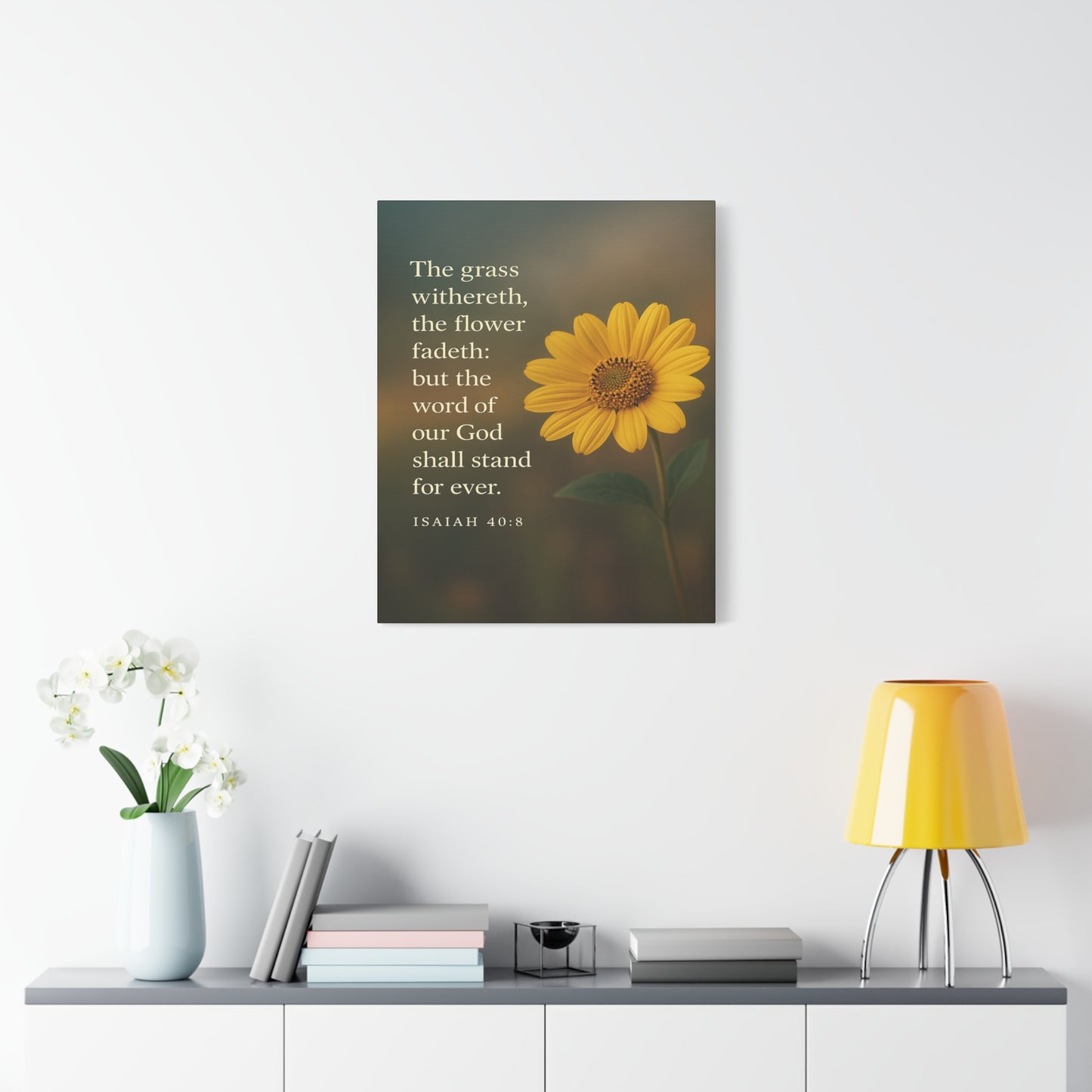 Bible Verse Canvas Isaiah 40:8 Christian Home Décor Wall Art Scripture Ready to Hang Faith Print