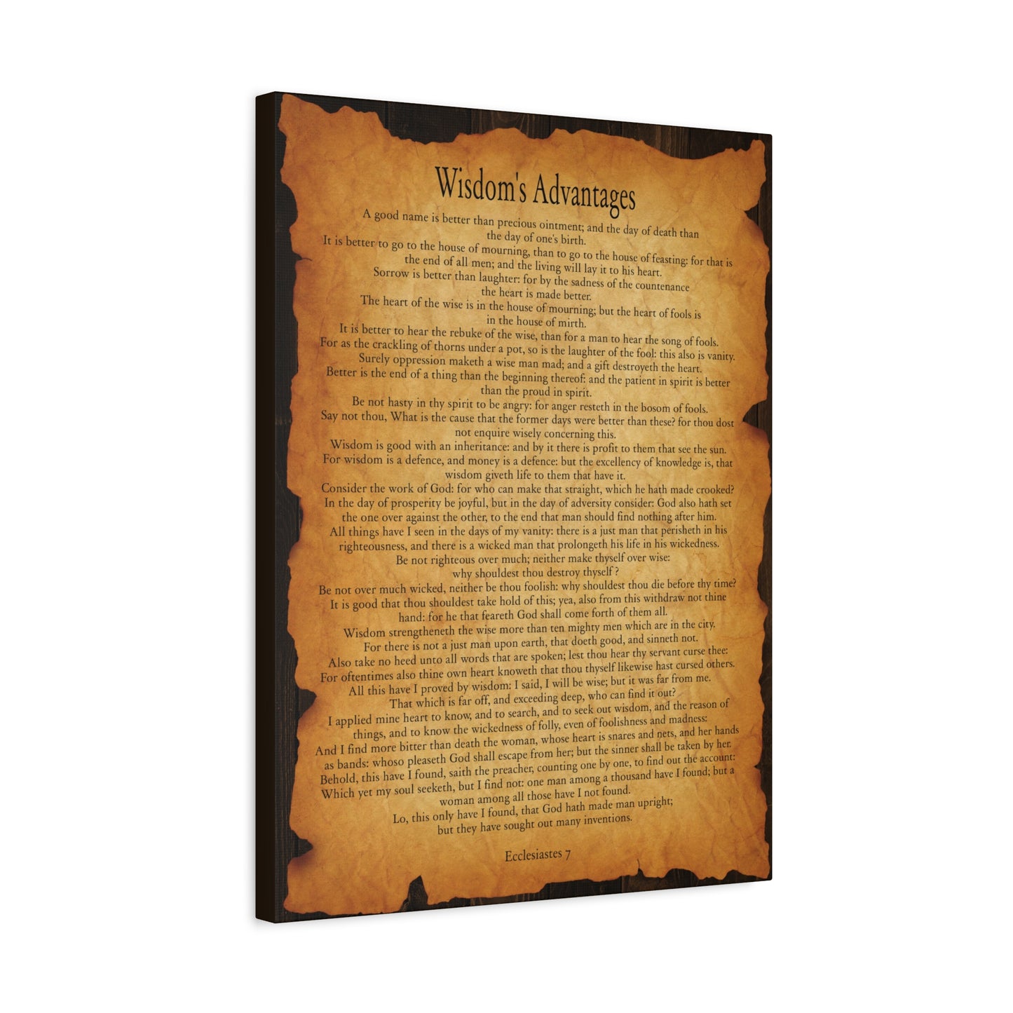 Scripture Walls Wisdom's Advantages Ecclesiastes 7 Gold Brown Bible Verse Canvas Christian Wall Art Ready to Hang