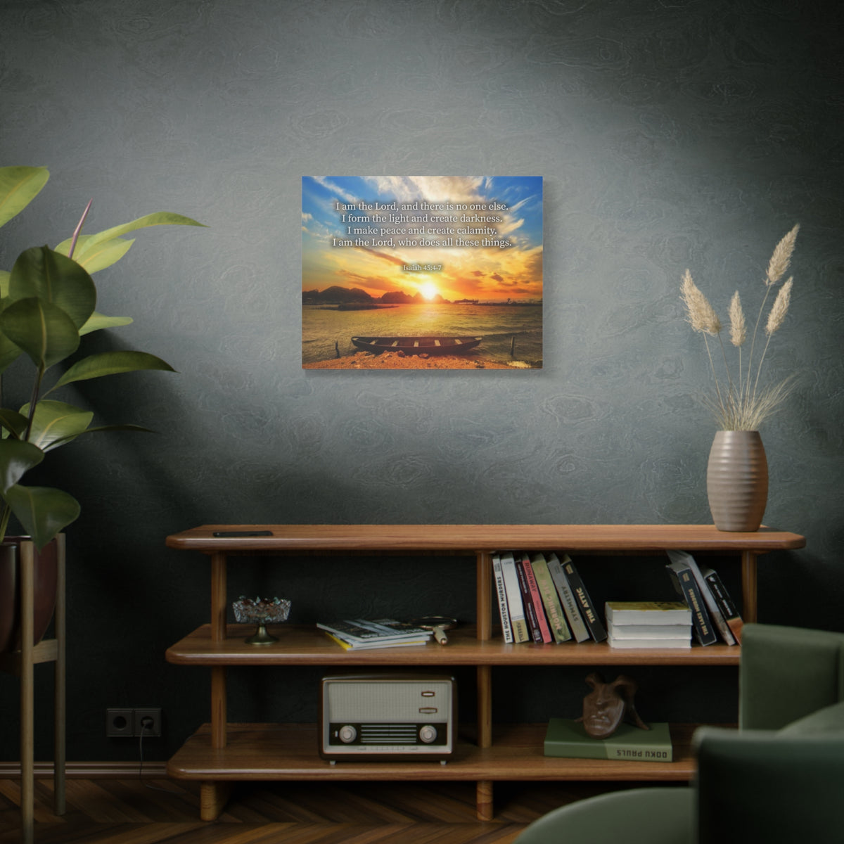 Scripture Canvas Create Calamity Isaiah 45:6-7 Christian Wall Art Bible Verse Print Ready to Hang