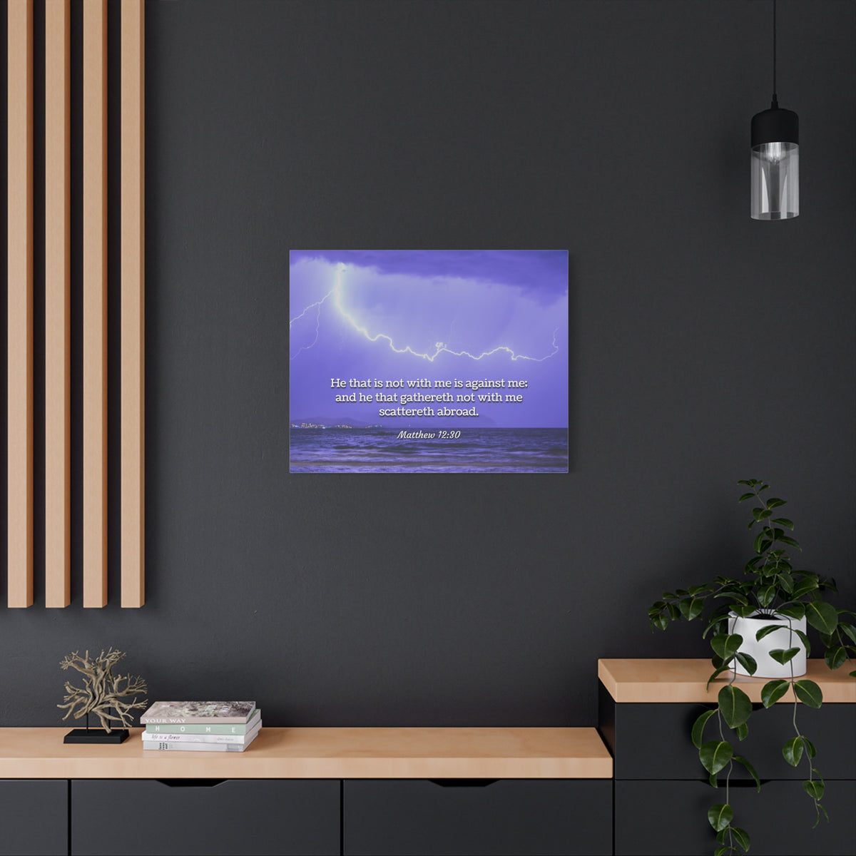 Scripture Canvas With Christ Matthew 12:30 Christian Wall Art Bible Verse Print Ready to Hang