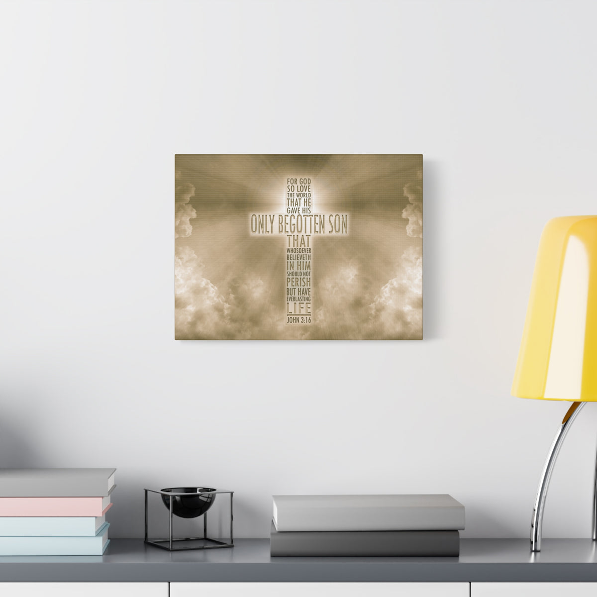 Scripture Canvas Only Begotten Son Christ John 3:16 Wall Art Bible Verse Print Ready to Hang