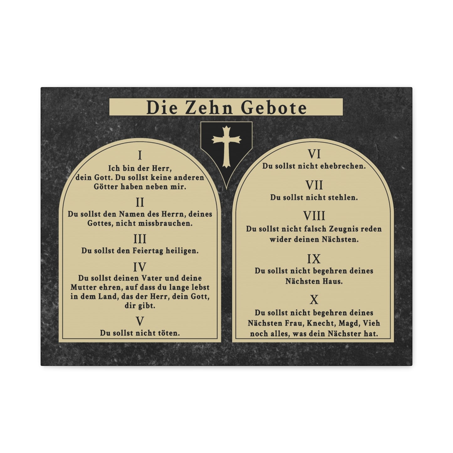 Scripture Walls Die Zehn Gebote Ten Commandments Tablets German Bible Verse Canvas Christian Wall Art Ready to Hang Unframed
