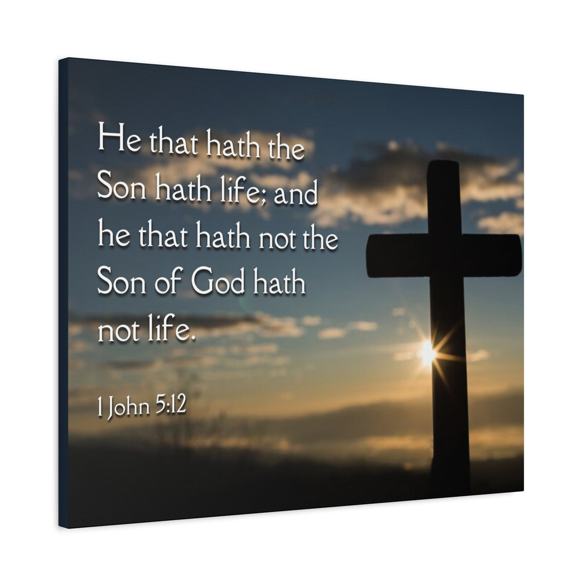 Scripture Canvas Son Of God 1 John 5:12 Christian Wall Art Bible Verse Print Ready to Hang