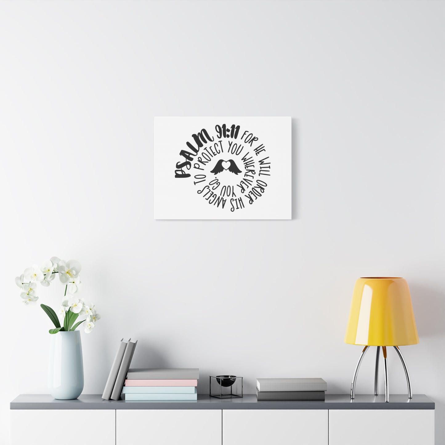 Scripture Canvas Protect You Psalm 91:11 Christian Wall Art Bible Verse Print Ready to Hang