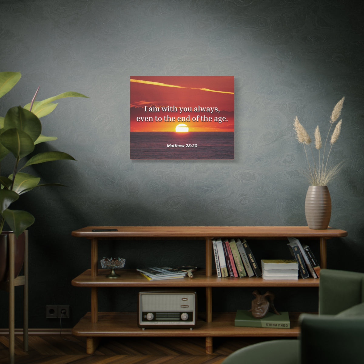 Scripture Canvas Unto The End Matthew 28:20 Christian Wall Art Bible Verse Print Ready to Hang