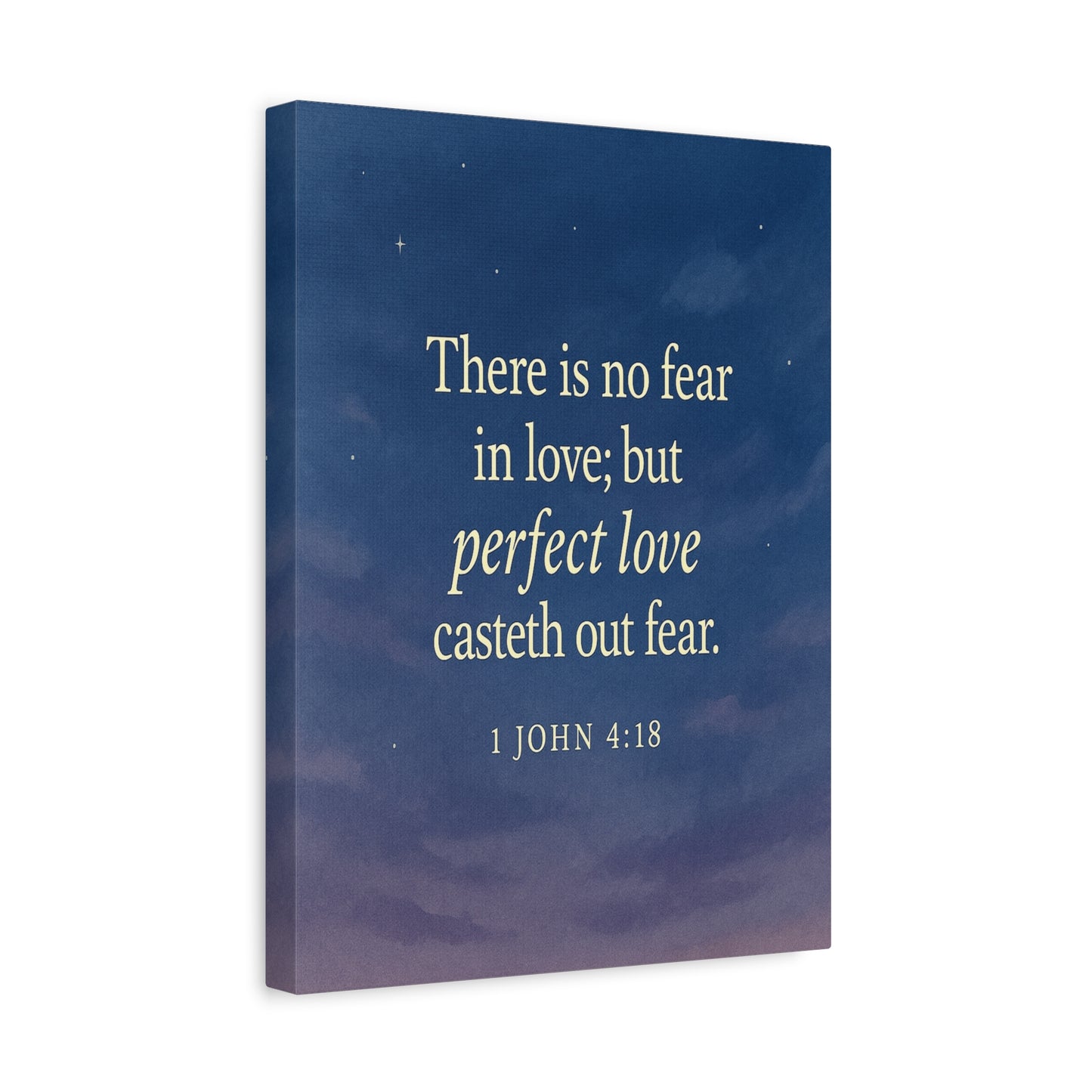 Bible Verse Canvas 1 John 4:18 Christian Home Décor Wall Art Scripture Ready to Hang Faith Print