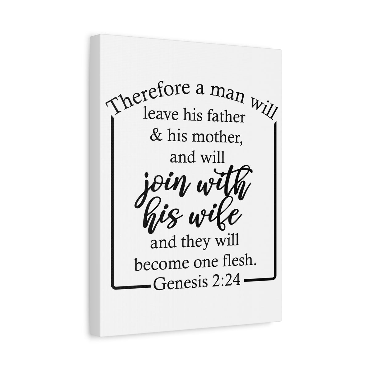 Scripture Canvas With His Wife Genesis 2:24 Christian Wall Art Bible Verse Print Ready to Hang