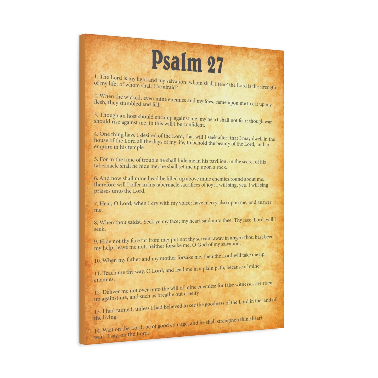 Scripture Walls Psalm 27 Gold Bible Chapter Canvas Christian Wall Art Ready to Hang