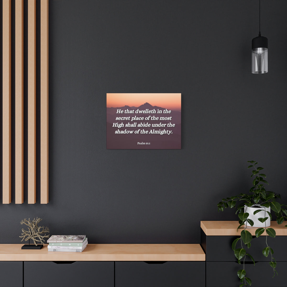 Scripture Canvas The Almighty Psalms 91:1 Christian Wall Art Bible Verse Print Ready to Hang