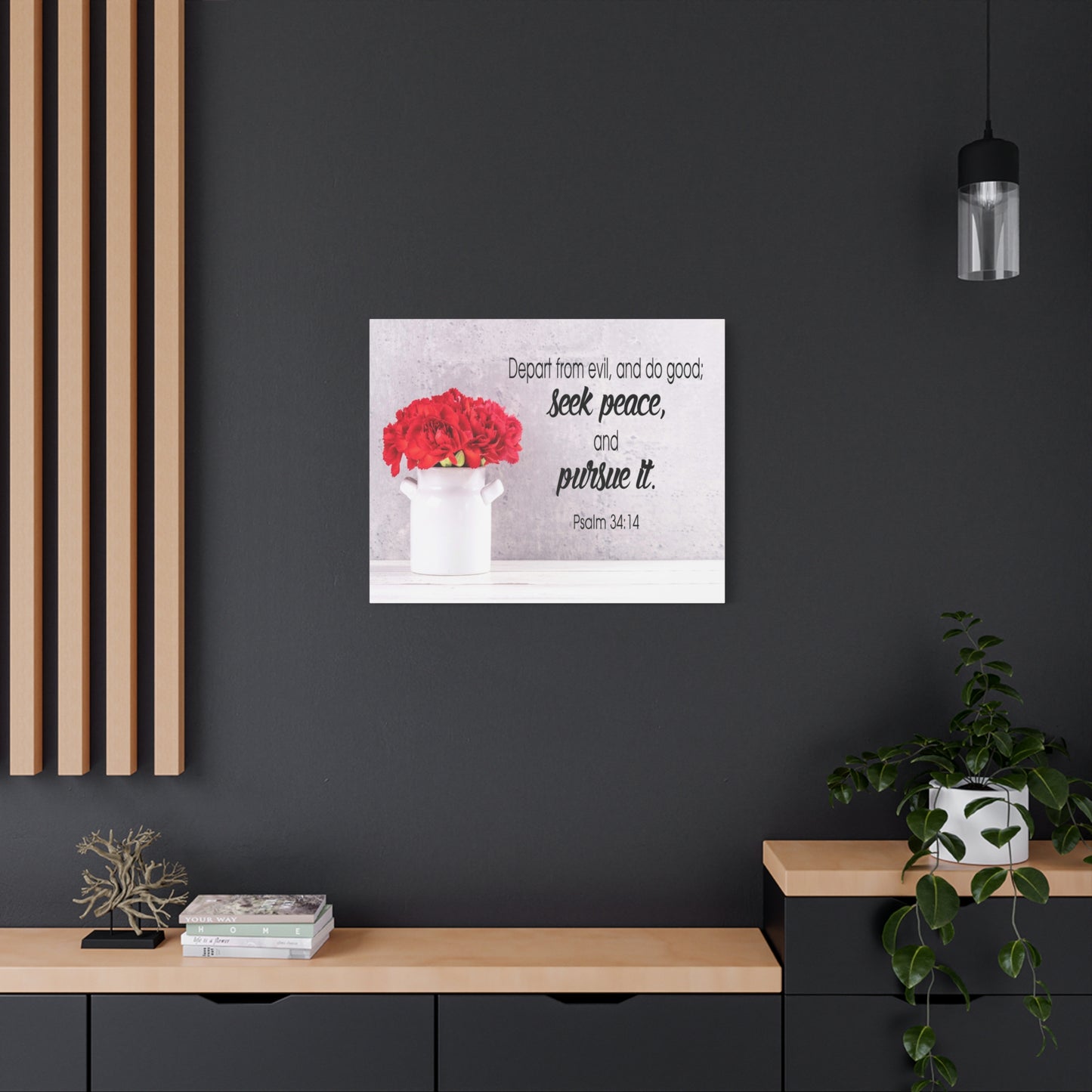 Scripture Canvas Seek Peace and Pursue It Psalm 34:14 Christian Wall Art Bible Verse Print Ready to Hang