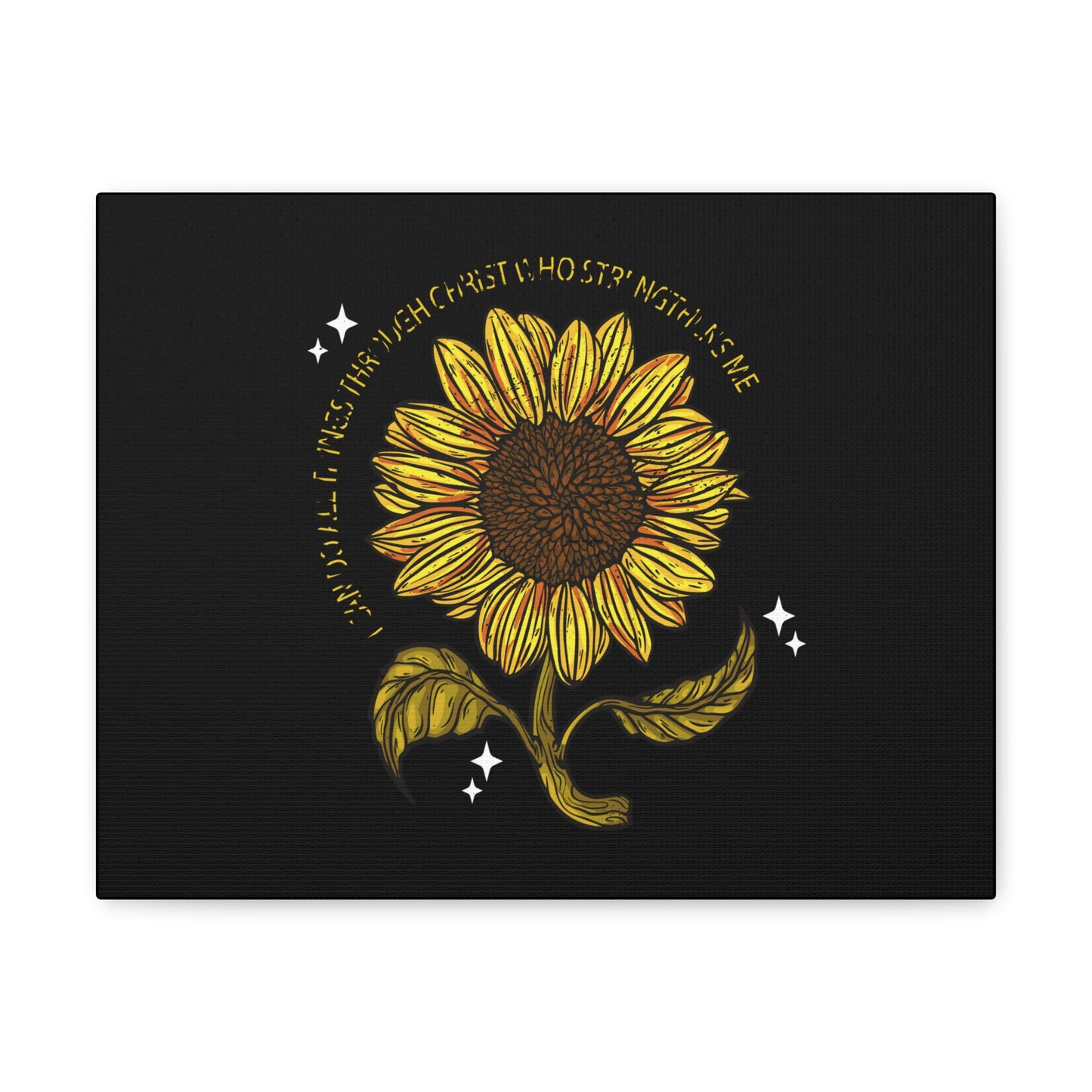 Through Christ Sunflower Philippians 4:13 Christian Wall Art Bible Verse Print Ready to Hang