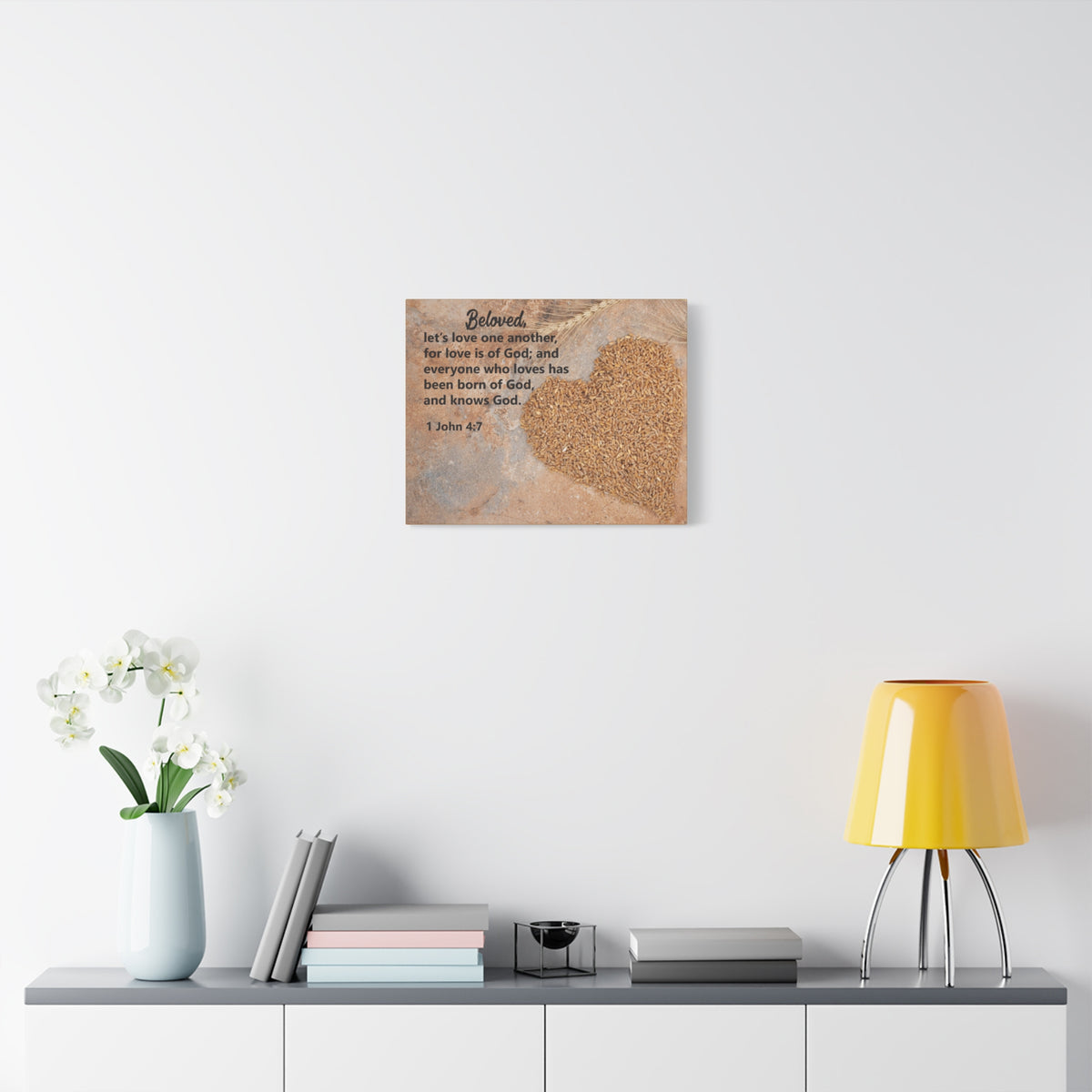 Scripture Canvas Let's Love One Another 1 John 4:7 Christian Wall Art Bible Verse Print Ready to Hang