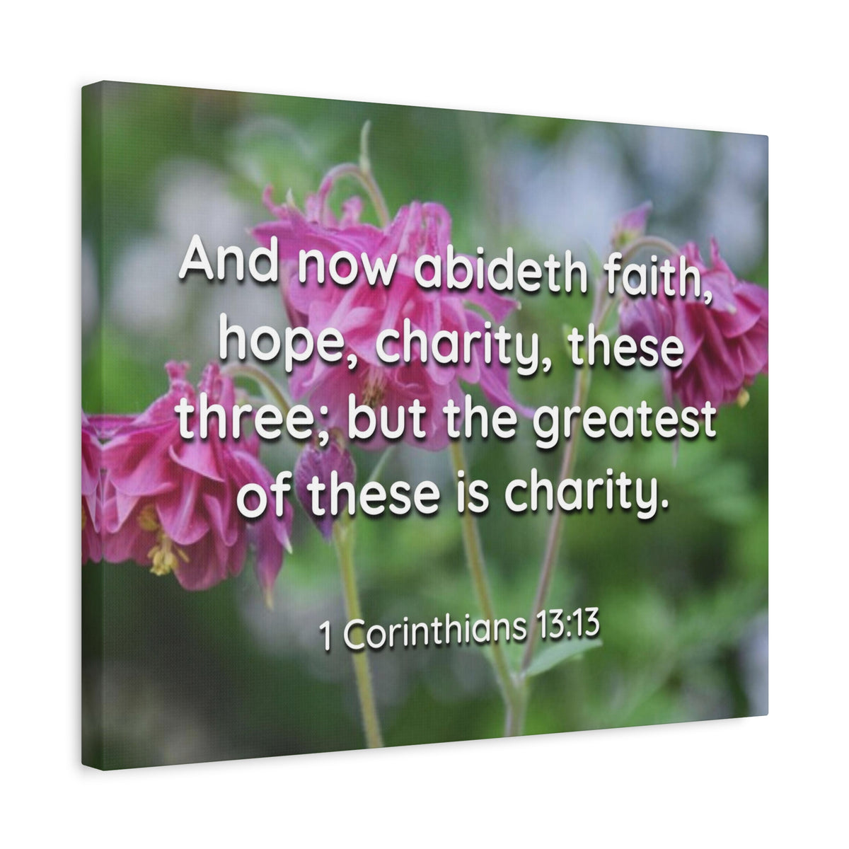 Scripture Canvas Abideth Faith, Hope, Charity 1 Corinthians 13:13 Christian Wall Art Bible Verse Print Ready to Hang