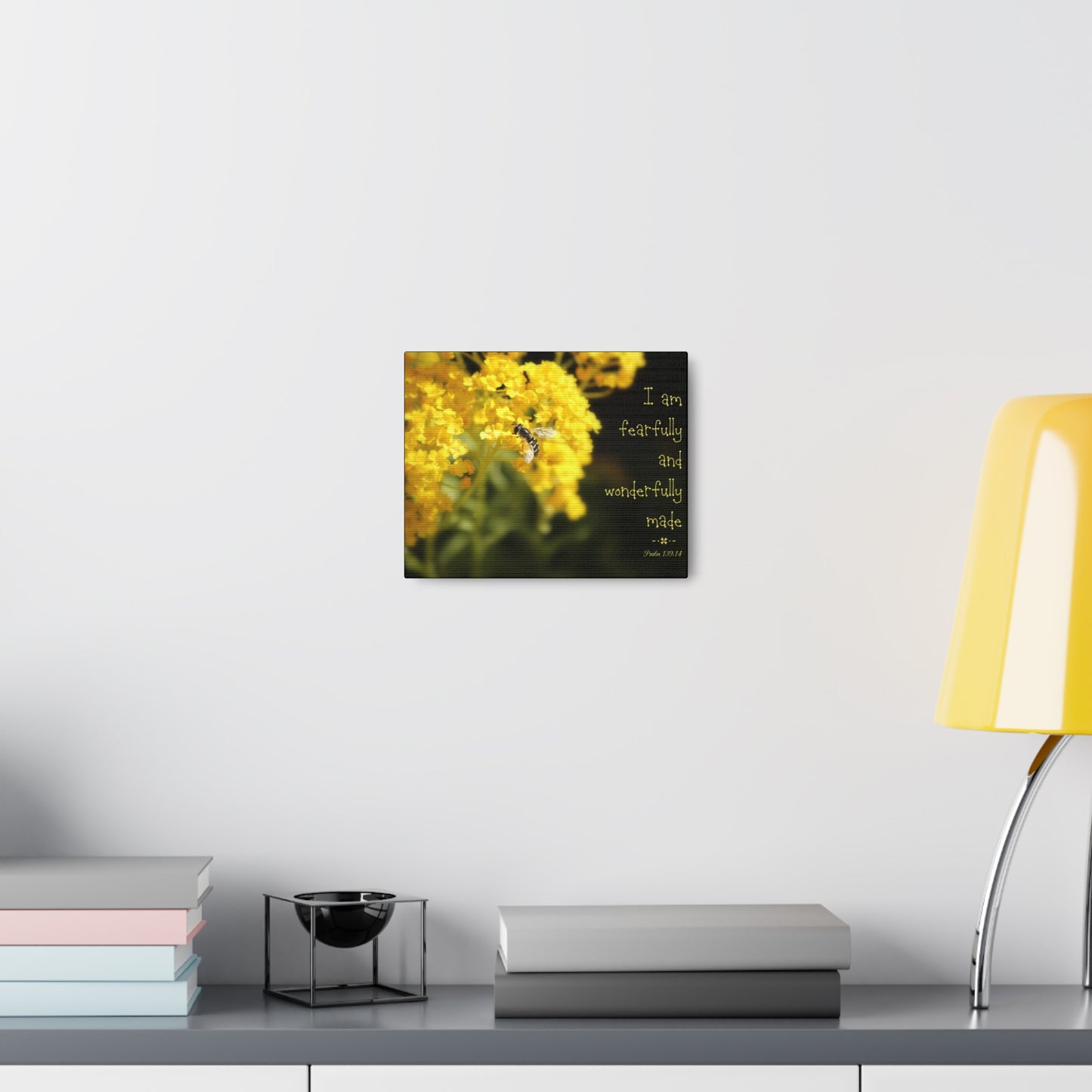 Wonderfully Made Psalm 139:14 Bee Bible Verse Canvas Christian Wall Art Ready to Hang
