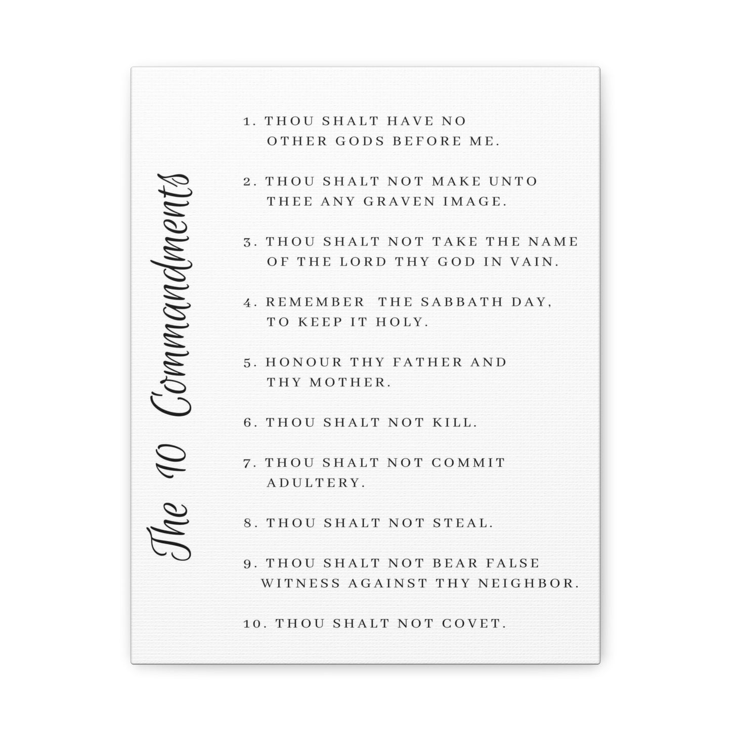 10 Commandments White Side Christian Wall Art Print Ready to Hang