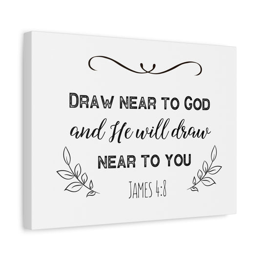 Scripture Canvas Near To God James 4:8 Christian Wall Art Bible Verse Print Ready to Hang