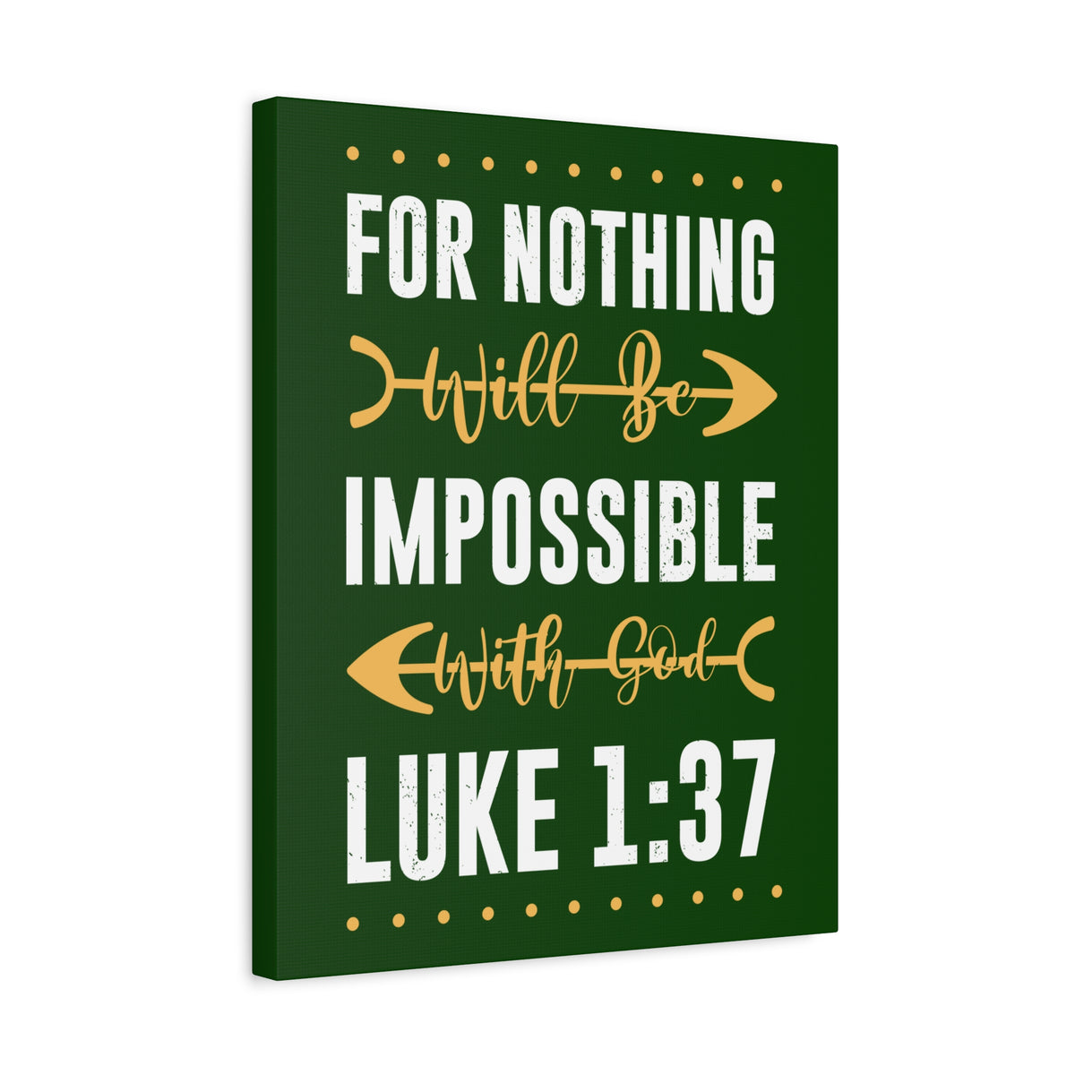 Scripture Canvas Nothing Impossible Luke 1:37 Christian Wall Art Bible Verse Print Ready to Hang